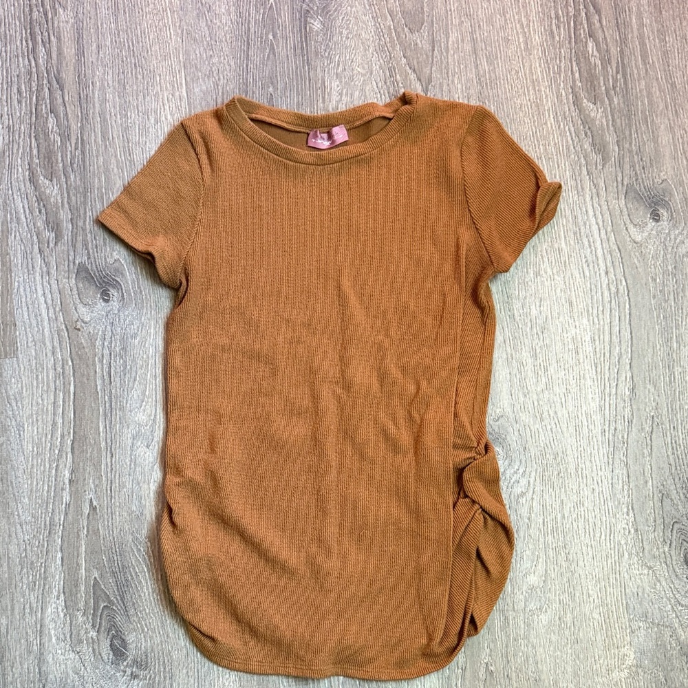 Brown Short Sleeve Knit maternity Top